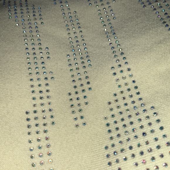 Yellow Sweatshirt Rhinestone Embellished Sleeve L Cozy Glamcore Soft Knit Y2K - Picture 7 of 8